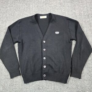 SAI Sweater Mens Medium Black V Neck Button Front Airlines Steward Cardigan Knit